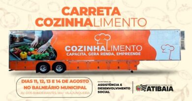 Atibaia recebe carreta do Cozinhalimento com cursos gratuitos de gastronomia