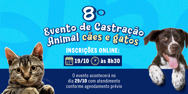 Prefeitura de Atibaia abre inscrições para mutirão de castração de cães e gatos no dia 19 de outubro