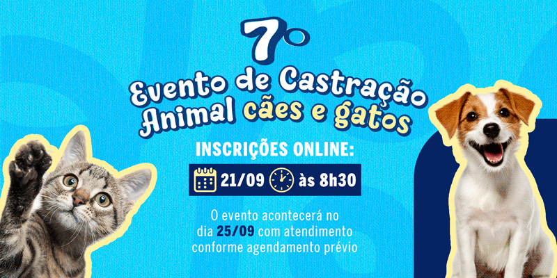 Prefeitura de Atibaia abre inscrições para mutirão de castração de cães e gatos no dia 21 de setembro